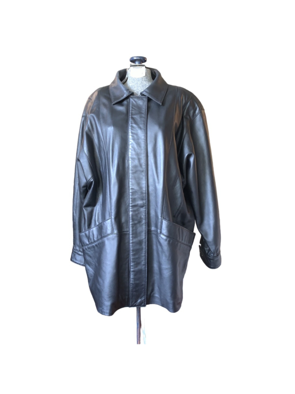 Women's New Trend Black Leather Jacket L